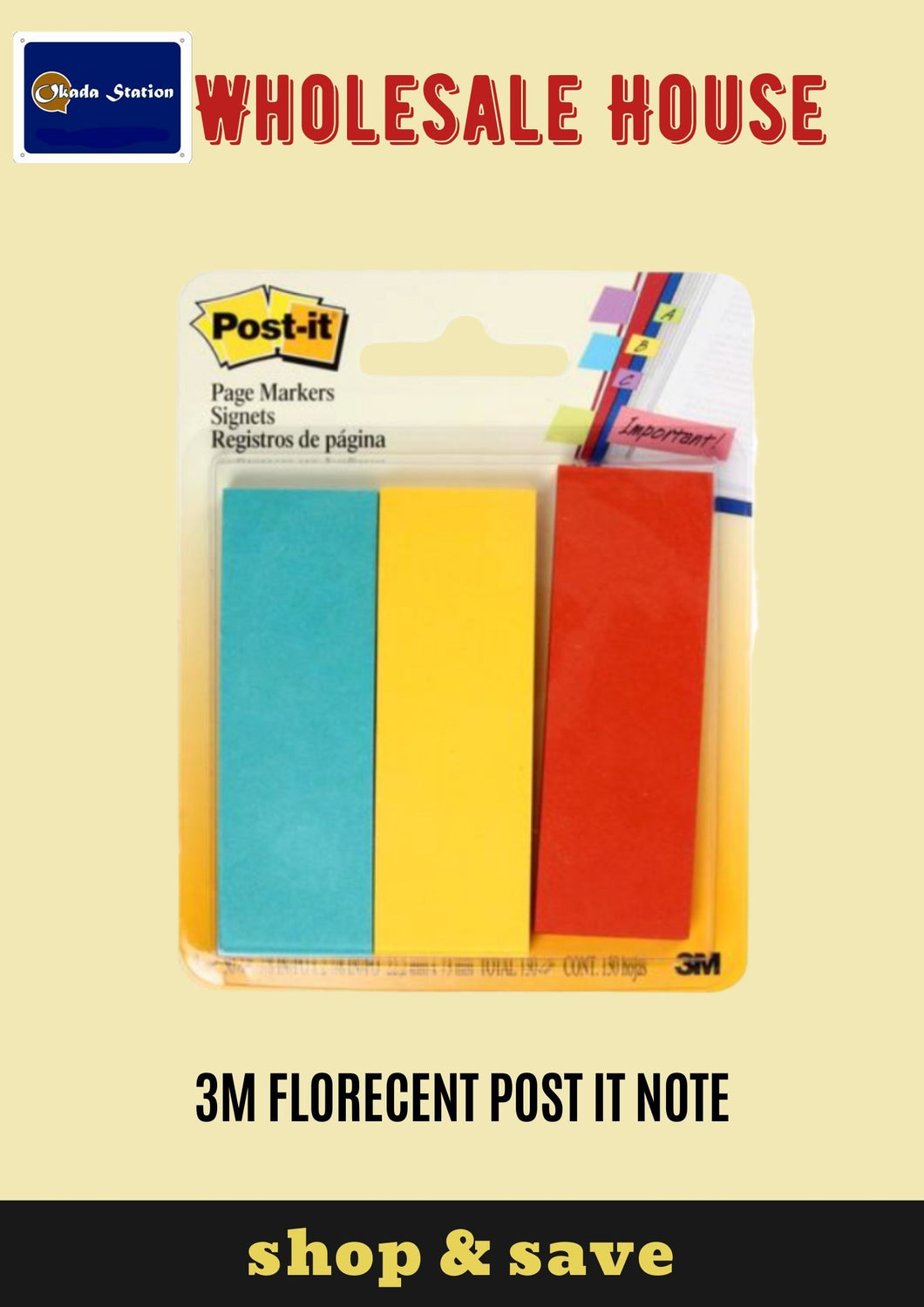 3M FLORECENT MEMO PAD STICKY NOTE