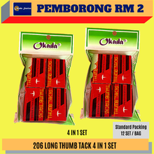 Load image into Gallery viewer, (RM2) OKADA 206 Long Thumb Tack 4 in 1 / Push Pin / Thumbtack / Pin
