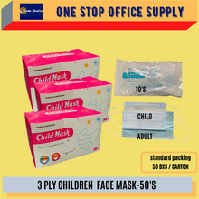 Load image into Gallery viewer, Kid Disposable 3ply Face Mask 50&#39;s / Disposable Face Mask / 3 Ply Face Mask / Children Face Mask / Kid Mask
