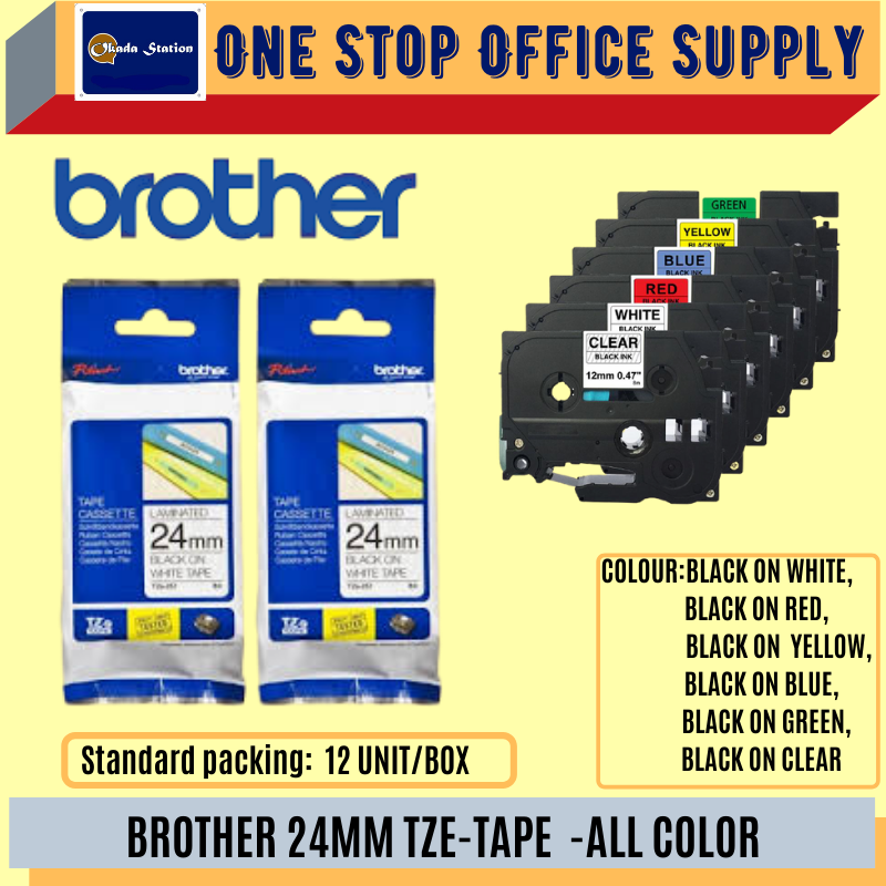 Brother Tze Tape (24mm) / Brother Label Tape / Compatible Laminated Tape / Compatible Tze Tape / Brother # All Colour