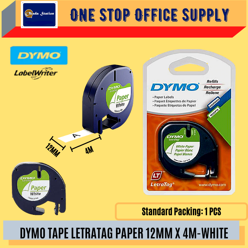 DYMO TAPE LETRATAG PAPER 12MM X 4M-WHITE