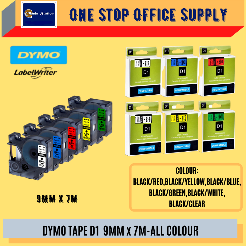 DYMO TAPE D1  9MM x 7M -ALL COLOUR