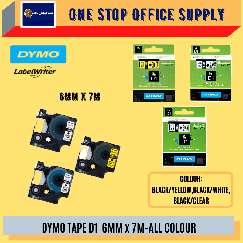 DYMO TAPE D1  6MM x 7M -3 COLOUR