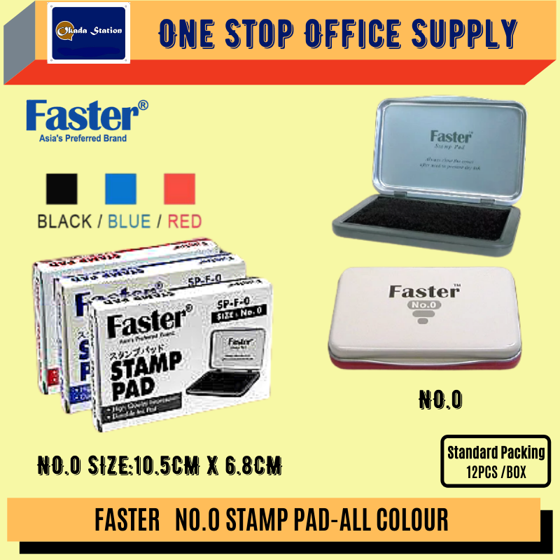 Faster Stamp Pad No.0 (Black/ Blue/ Red) / Faster Chop Pad / Faster Stamp Pad No.0