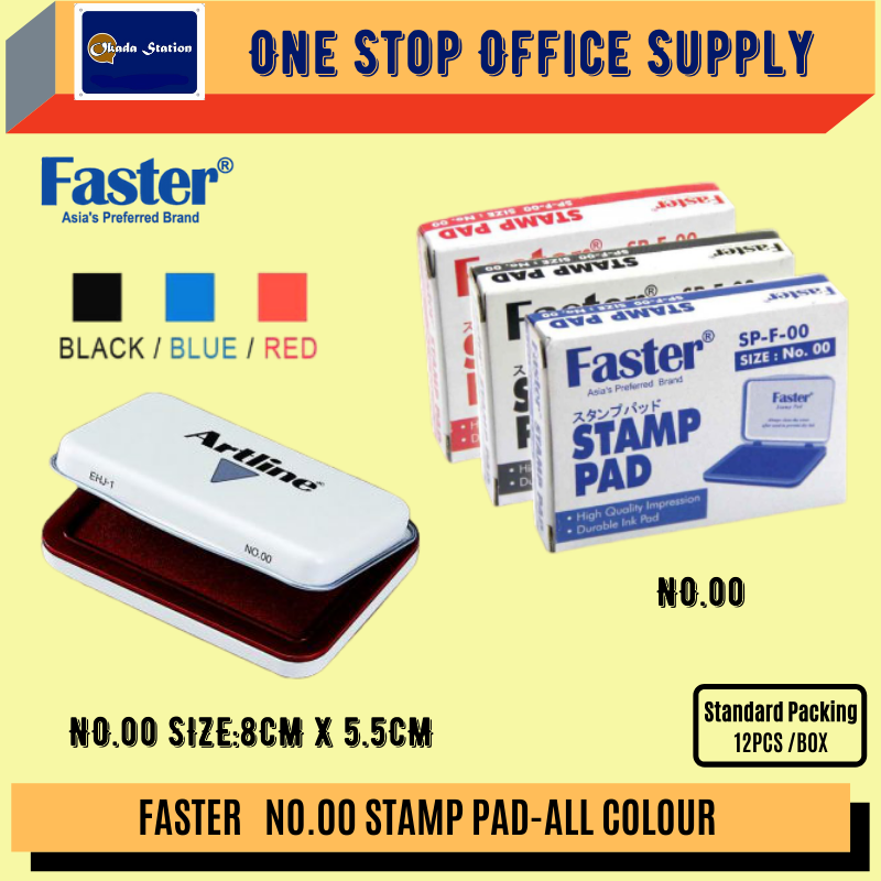 Faster Stamp Pad No.00 (Black/ Blue/ Red) / Faster Chop Pad / Faster Stamp Pad No.00