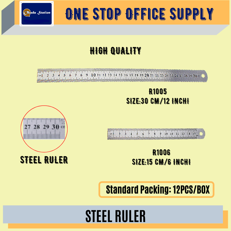 HIGH QUALITY STEEL RULER / Pembaris Besi / Stainless Steel Ruler / Metal Ruler / Pemabris