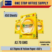 Load image into Gallery viewer, IK Yellow A3 PAPER (70gsm) 500&#39;S / Quality Paper / White Paper/ Photostat Paper / Copier Paper / White Paper
