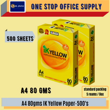 Load image into Gallery viewer, IK Yellow A4 PAPER (80gsm) 500&#39;S / Quality Paper / White Paper/ Photostat Paper / Copier Paper / White Paper
