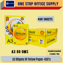 Load image into Gallery viewer, IK Yellow A3 PAPER (80gsm) 500&#39;S / Quality Paper / White Paper/ Photostat Paper / Copier Paper / White Paper
