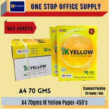 Load image into Gallery viewer, IK Yellow A4 PAPER (70gsm) 450&#39;S / White Paper/ Photostat Paper / Copier Paper / White Paper
