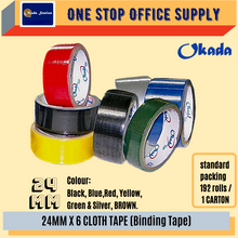 Load image into Gallery viewer, (RM2) OKADA 24mm x 6 BINDING TAPE (2 IN 1) / Cloth Tape / 24mm Tape / Binding Cloth Tape # 7 colors
