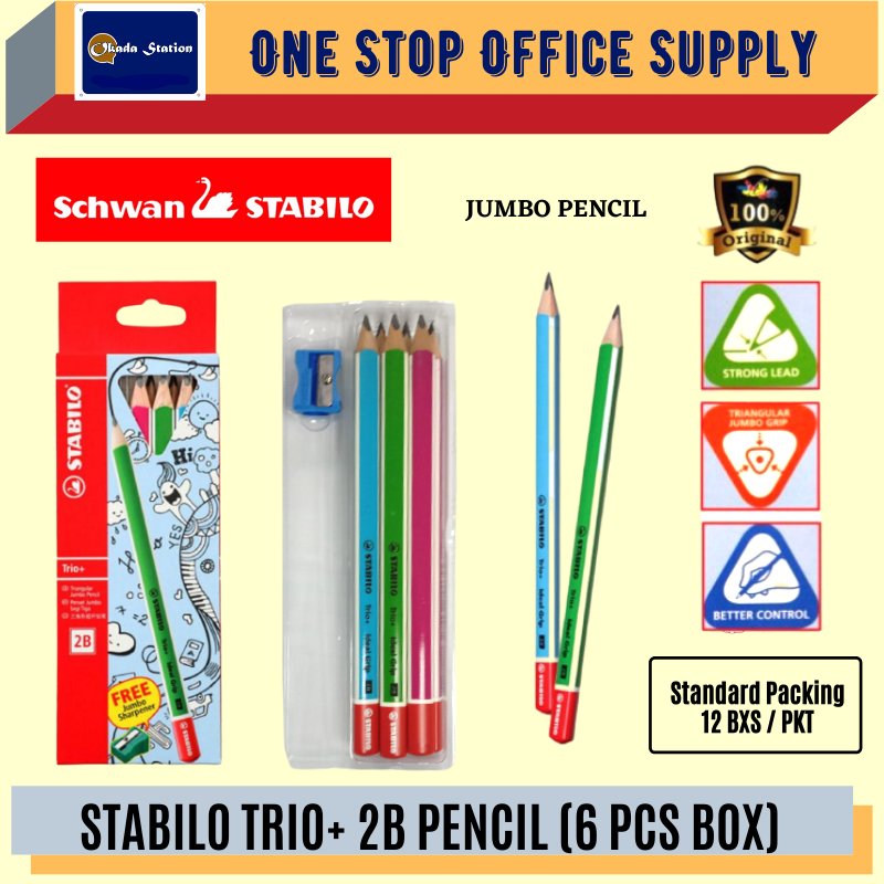 STABILO TRIO+ 2B JUMBO PENCIL (6PCS / BOX) / Stabilo Jumbo Pencils