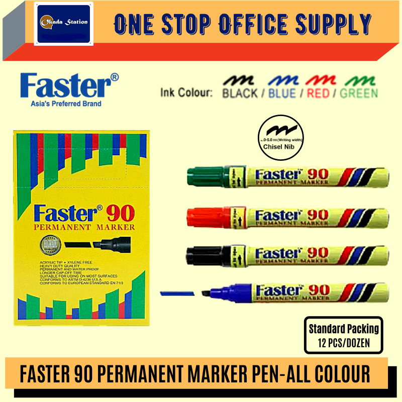 Faster 90 Permanent Marker (Chisel) / Marker Pen / Permanent Marker / Faster 90 Permanent Marker