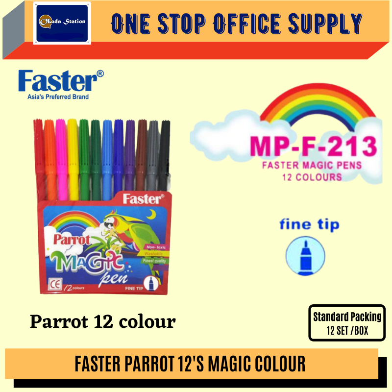 Faster Parrot Magic Color Pens (12 Colors) / Magic Colour Pens / Drawing Pen / Color Pen