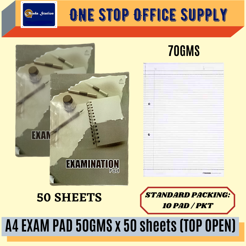 A4 70gms EXAM PAD  50's (Side/Open)