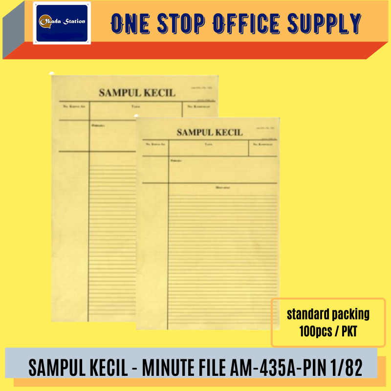 Sampul Kecil / Yellow Minute File (AM-435A) / Yellow Minute File / Card File / Fail Kuning / Manila Minute File