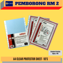 Load image into Gallery viewer, (RM2) A4 CLEAR PROTECTOR SHEET -10&#39;S / ABBA / PROTECTOR SHEET / CLEAR / A4 / 10 SHEET IN 1
