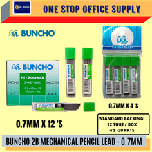 Load image into Gallery viewer, Buncho 0.7MM 2B Pencil Lead Hi-Polymer (4&#39;s/12&#39;s) / Mata Pencil Ubat / 0.7 Pencil Lead / 2B Lead / Buncho
