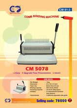 Load image into Gallery viewer, COMET CM-5078 Heavy Duty Binding Machine / Comb Binding Machine / Heavy Duty Binder / Office Machine
