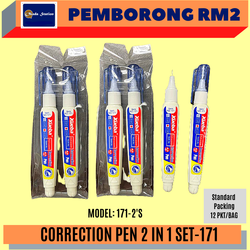 (RM2) OKADA CORRECTION LIQUID 2 IN 1 -171 / CORRECTION PEN / LIQUID PAPER / CORRECTION FLUID