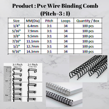 Load image into Gallery viewer, Okada Wire Binding Comb (Pitch 3:1) / Steel Wire Comb / Pvc Black Wire Binding Comb
