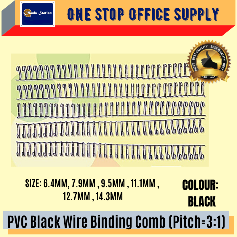 Okada Wire Binding Comb (Pitch 3:1) / Steel Wire Comb / Pvc Black Wire Binding Comb