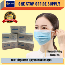 Load image into Gallery viewer, Adult Disposable 3ply Face Mask 50&#39;s / Disposable Face Mask / 3 Ply Face Mask / Adult Face Mask / Penutup Muka Dewasa
