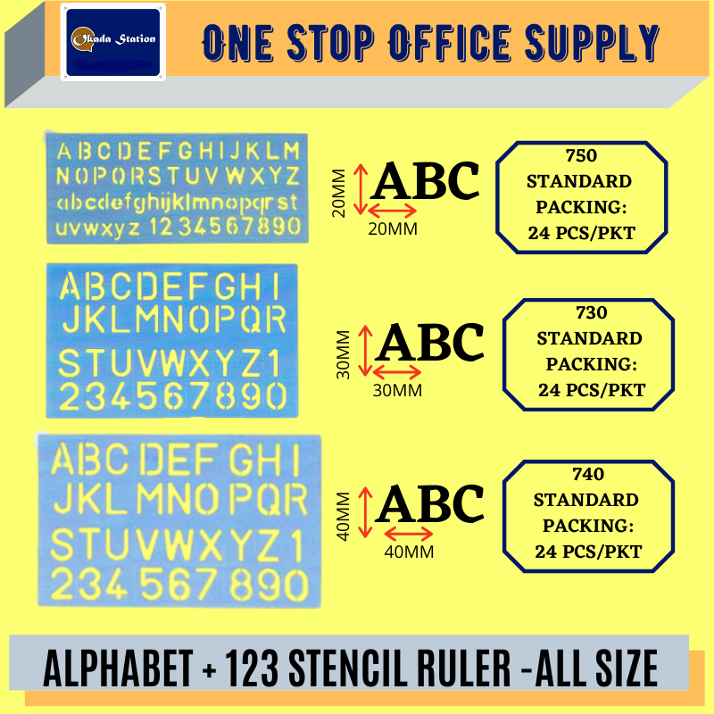 OKDAD ABC Stencil Plate Ruler / Alphabet Stencil Ruler / Flexible Ruler / Drawing Stencil Ruler / 20MM/30MM/40MM