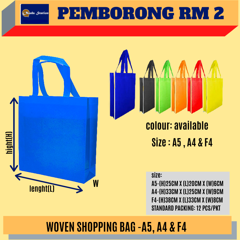 (RM2) OKADA PLAIN WOVEN BAG/ WOVEN BAG / PLAIN COLOUR /SHOPPING BAG/A5,A4 & F4