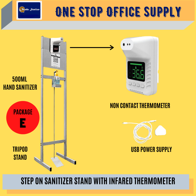 STEP ON SANITIZER STAND WITH INFARED THERMOMETER SET