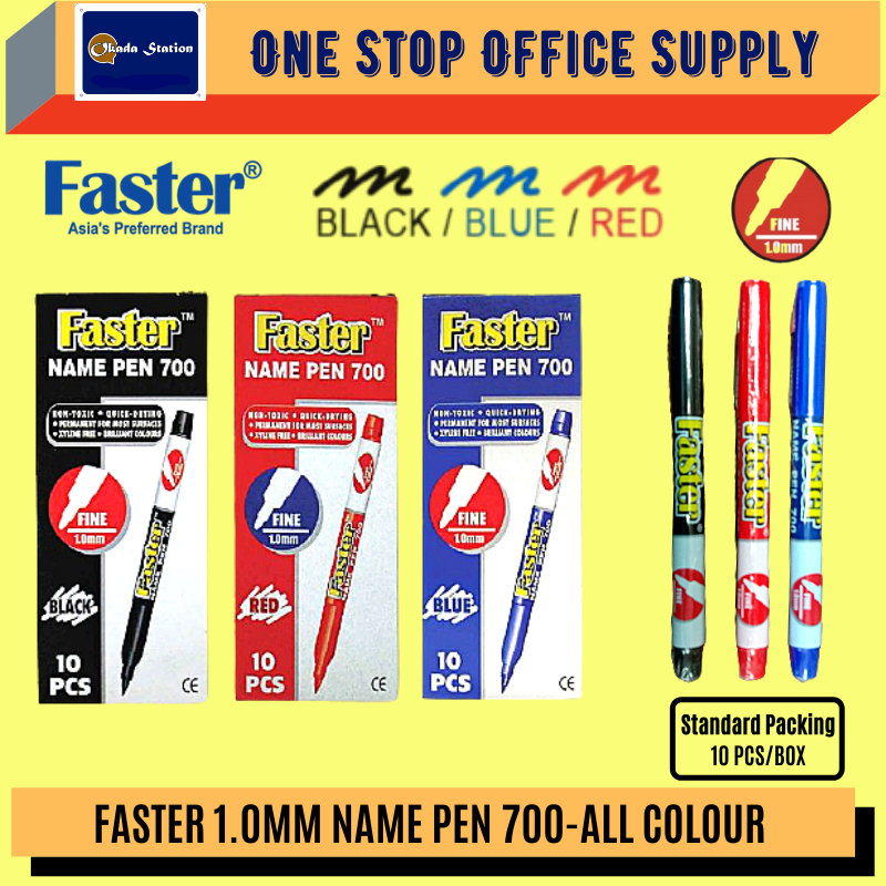 Faster 700 Permanent Marker-1.0 point (Red/Black/Blue/Green) /NAME PEN/ Marker Pen/ Faster 700 Permanent Marker