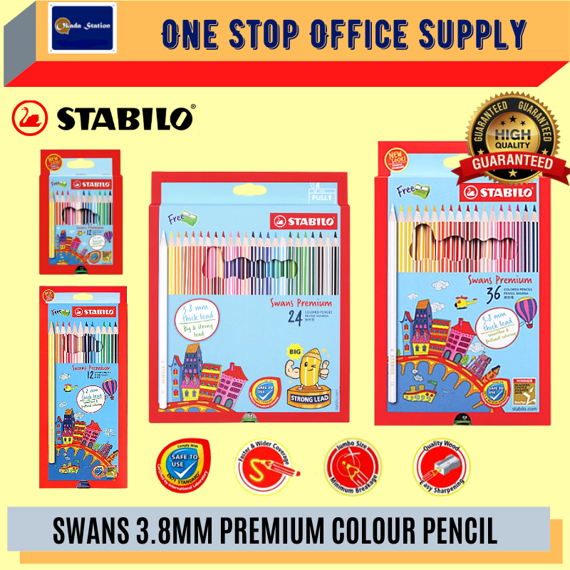 Stabilo Premium Colour Pencils Box 12S 12L 24L 36L/ Pensel Warna / Colour Pencil Box / Swans Color