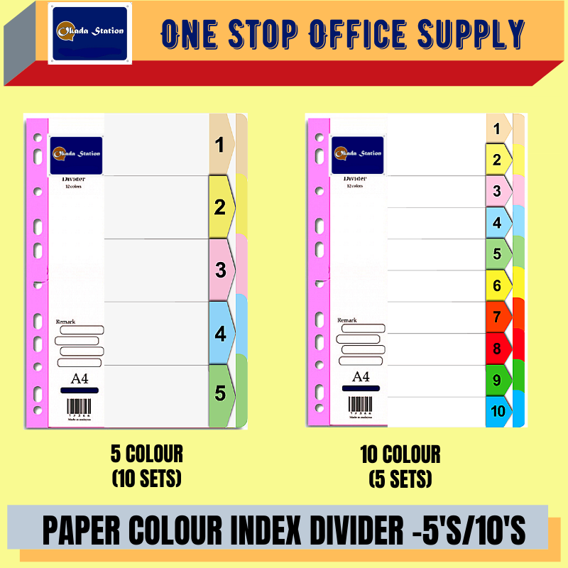 OKADA COLOR PAPER INDEX DIVIDER (5 COLOUR / 10 COLOUR)