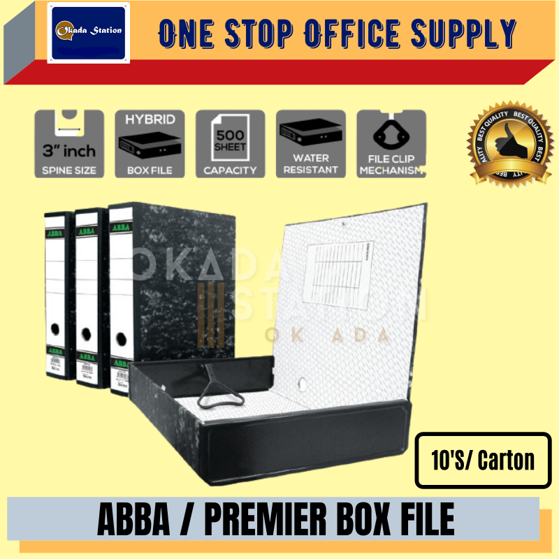 ABBA BOX FILE (75MM) / 3 Inch Box File / Box File With Clip / File Storage / Document Box / ABBA Box File