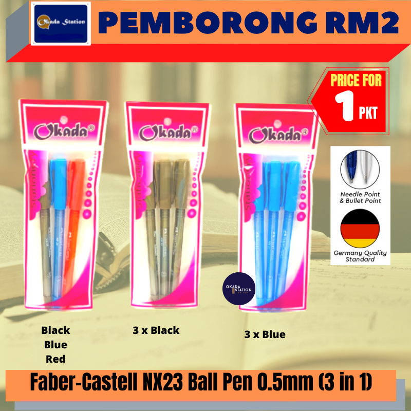 (RM2) Faber-Castell NX23 Ball Pen 0.5 Set (3 in1) / Ball Pen / NX23 / 0.5mm Ball Pen