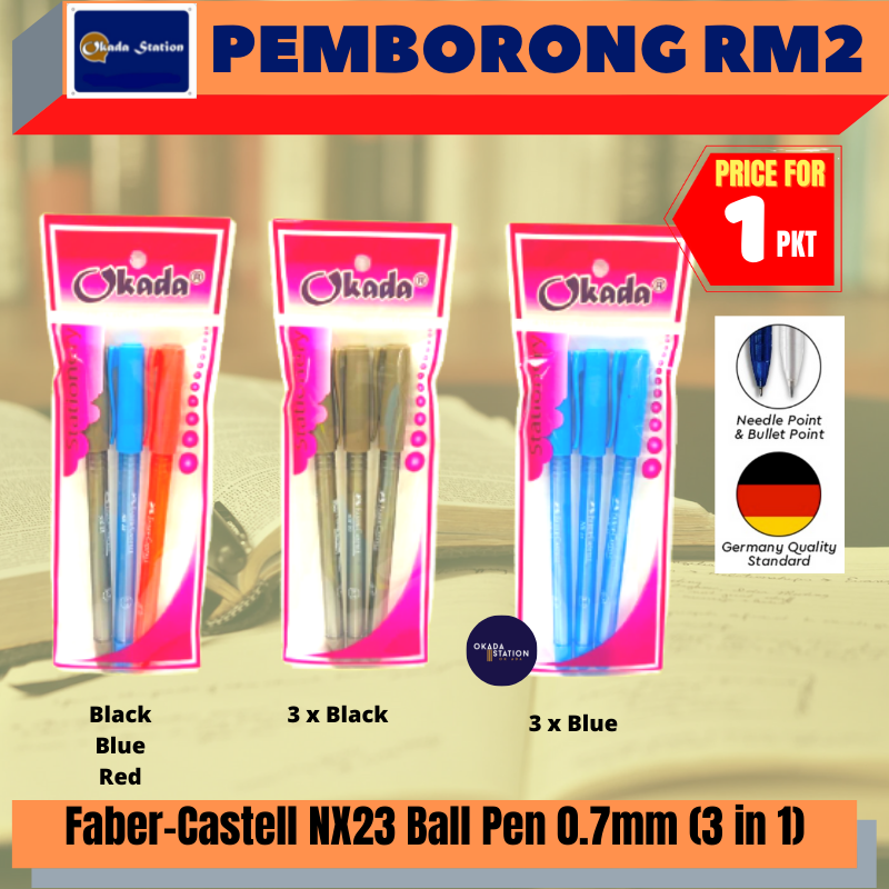 (RM2) Faber-Castell NX23 Ball Pen 0.7 Set (3 in1) / Ball Pen / NX23 / 0.7mm Ball Pen