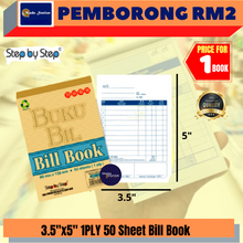 Load image into Gallery viewer, (RM2)  3.5&quot; x 5&quot; X 1 PLY Bill Book / Buku Resit / 1 Ply Bill Book / Resit Book / 3x5
