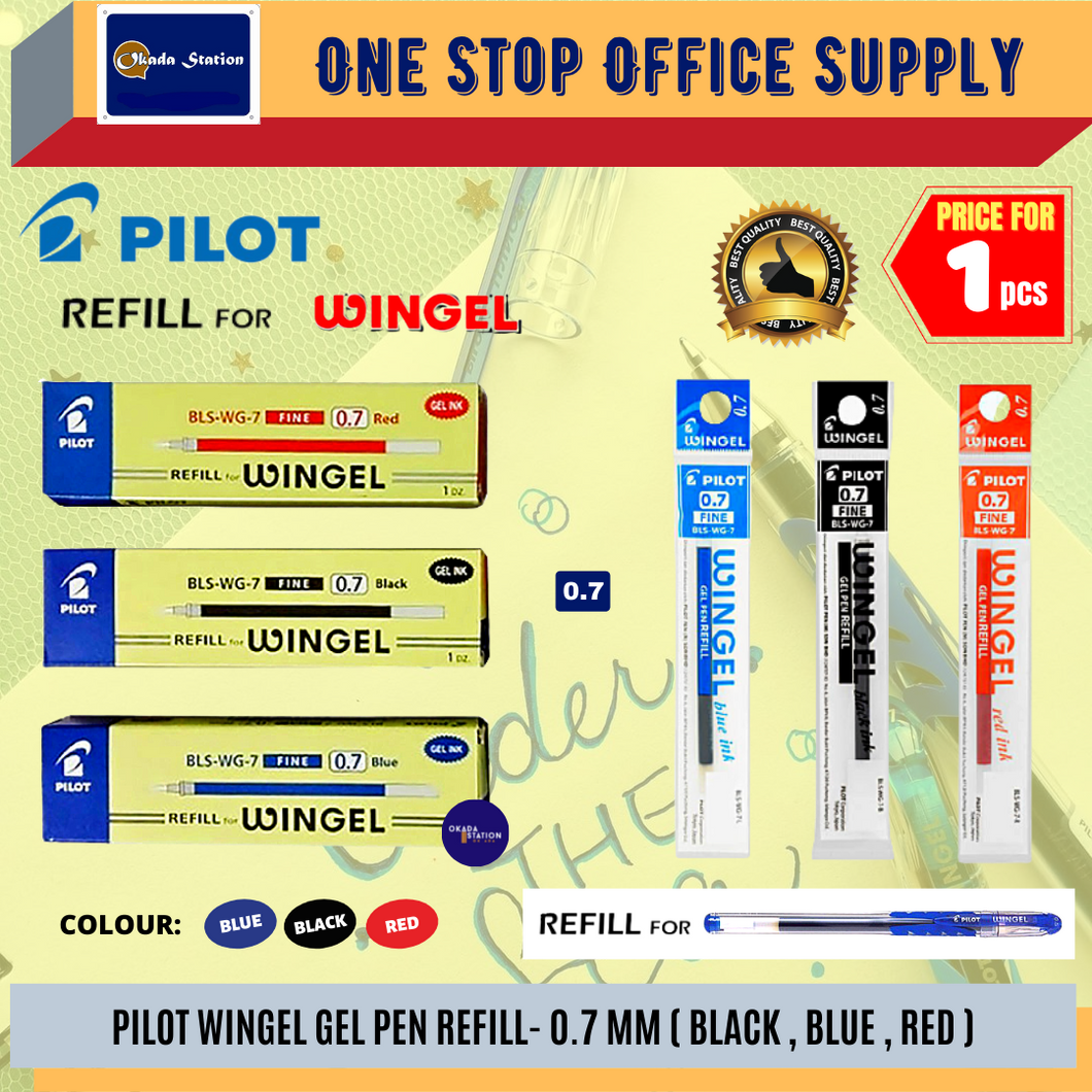 Pilot WinGel Pen (Refill) 0.7mm / Gel Pen refill / 0.7mm / Refillable Pen / Ink Gel Pen #Red/Blue/Black