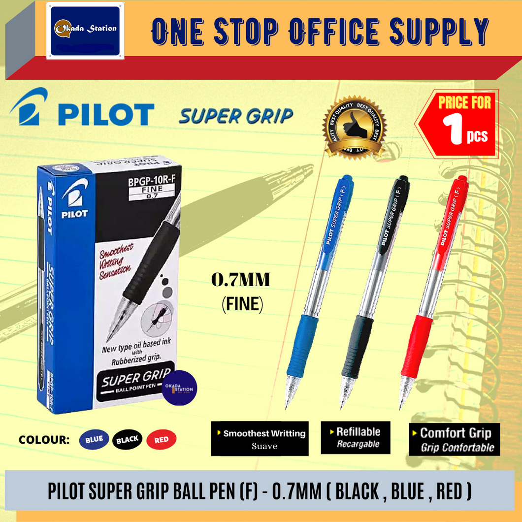 Pilot Super Grip Ball Pen 0.7mm / Super Grip Ball Pen / Refillable Ball Pen / Pilot Super Grip