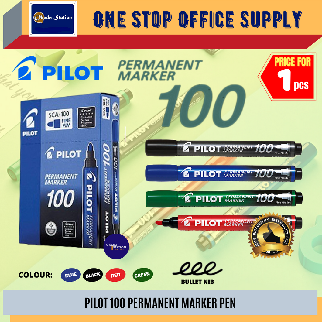 PILOT PERMANENT MARKER 100 MARKER PEN #BLACK / BLUE / RED/ GREEN / MARKER PEN / PERMANENT MARKER