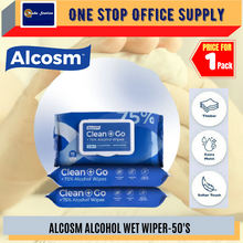 Load image into Gallery viewer, Alcosm Alcohol Wipes -50&#39;S / Tisu Basah / Alcohol Wet Tissue / Wet Wipes / Alcohol Wipes
