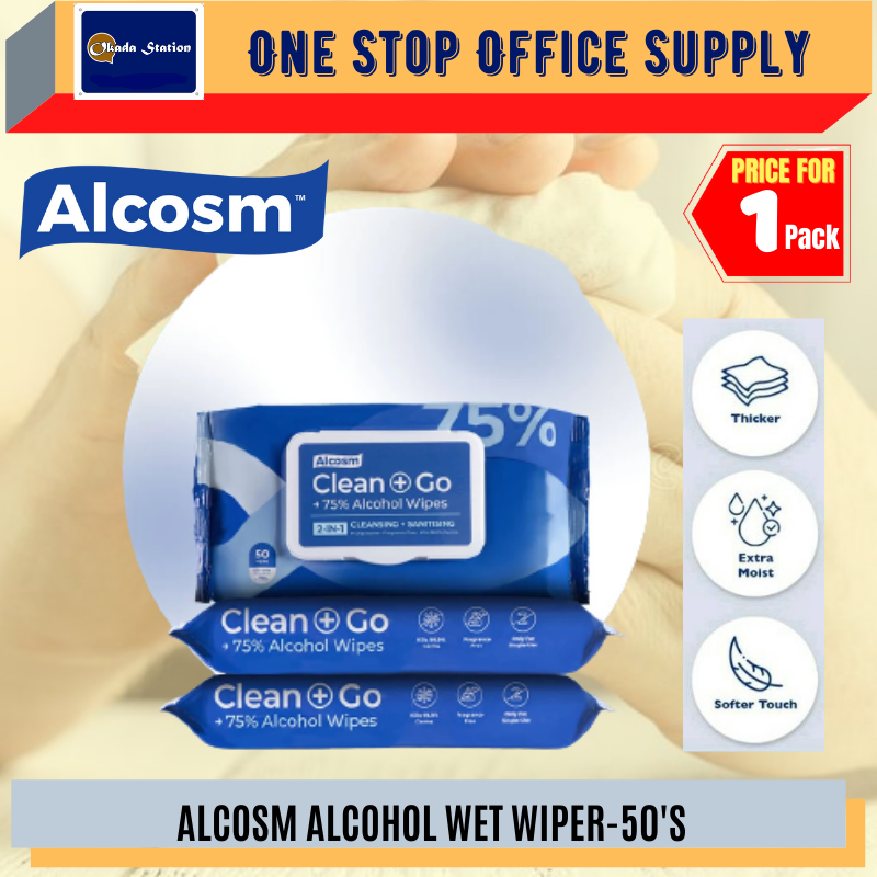 Alcosm Alcohol Wipes -50'S / Tisu Basah / Alcohol Wet Tissue / Wet Wipes / Alcohol Wipes