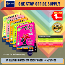 Load image into Gallery viewer, OKADA A4 80gms Cyber Colour Paper 450&#39;s / Kertas Warna / Lucky Star Color Paper / 450&#39;s Colour / Fluorescent Colour
