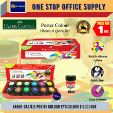 Load image into Gallery viewer, Faber-Castell Poster Colour (12&#39;s) 15cc / 12 Colour / Warna Poster / Watercolour / Poster Color
