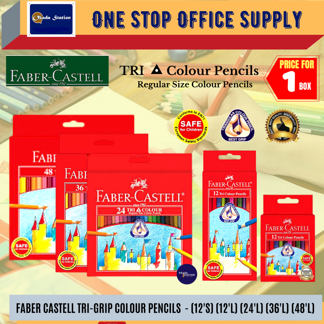 Faber-Castell Tri Grip Colour Pencils Box 12S 12L 24L 36L 48L / Pensel Warna / Colour Pencil Box / Tri-Grip Color