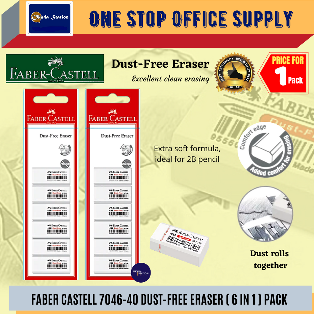 Faber-Castell Dust Free Eraser (6in1)-7086-40 / Eraser / Pemadam / Dust-Free Eraser / White Colour Eraser