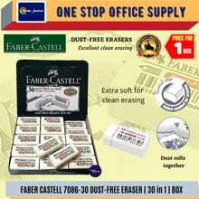 Load image into Gallery viewer, Faber-Castell Eraser 7086 - 30&#39;s BOX / Pemadam Pensel / Dust Free Eraser / Faber-Castell White Eraser
