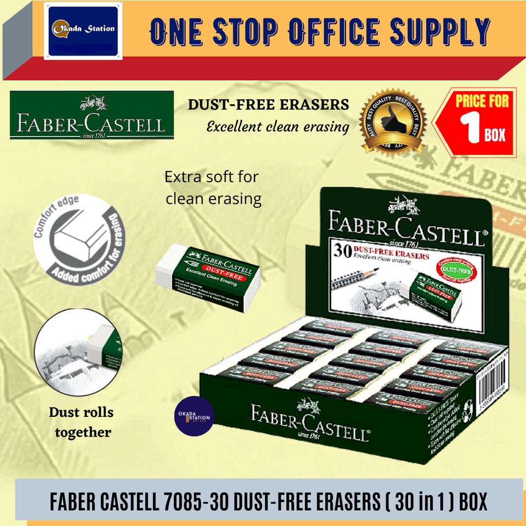 Faber-Castell Eraser 7085-30's BOX / Pemadam Pensel / Dust Free Eraser / Faber-Castell White Eraser