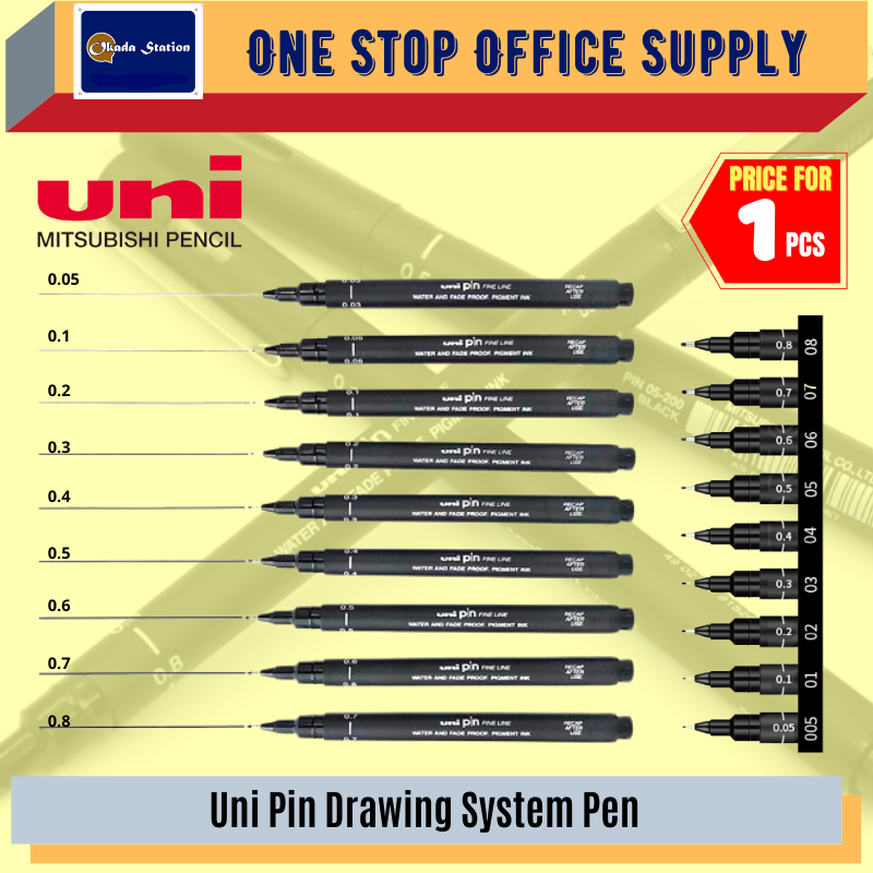 UNI Pin Technical Drawing Pen / Pen Melukis / Drawing System Pen / Technical Pin Tip