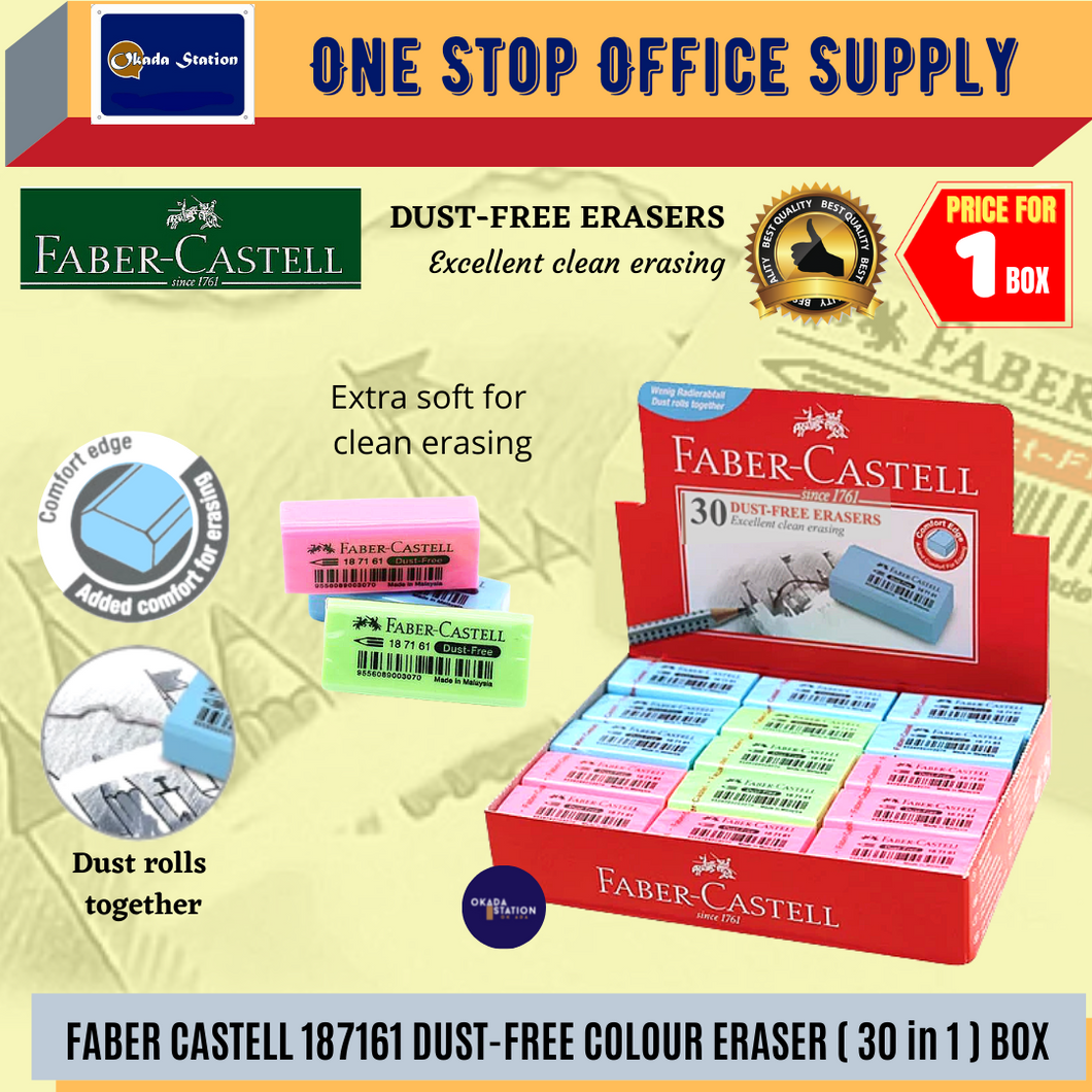 Faber-Castell 187161 Dust-Free Colour Eraser - 30's (Box) / Pemadam Pensel / Colour Eraser / Faber-Castell Eraser